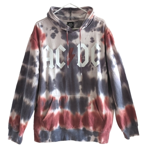 AC/DC Tie Dye Long Sleeve Band Hoodie 2021 Size L - Picture 1 of 13